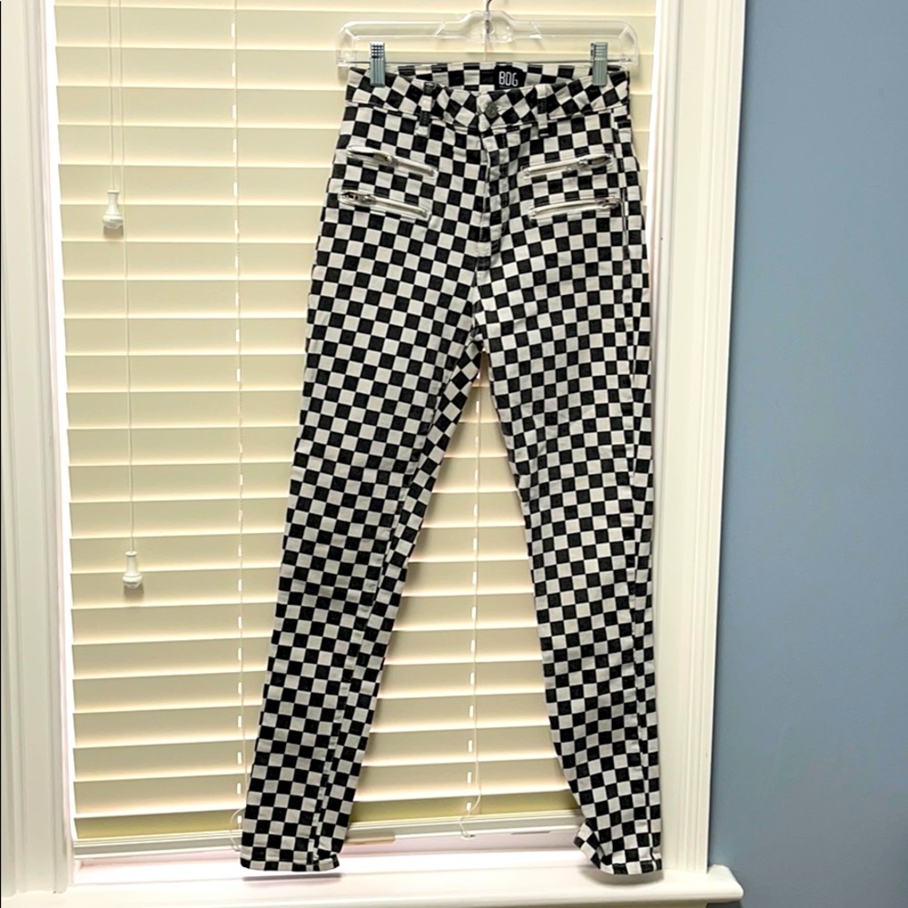 Super comfy checkered jeans.